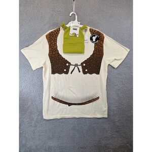 DreamWorks Shrek Cosplay T Shirt & Beanie Combo Mens 2XL Cream Halloween Graphic